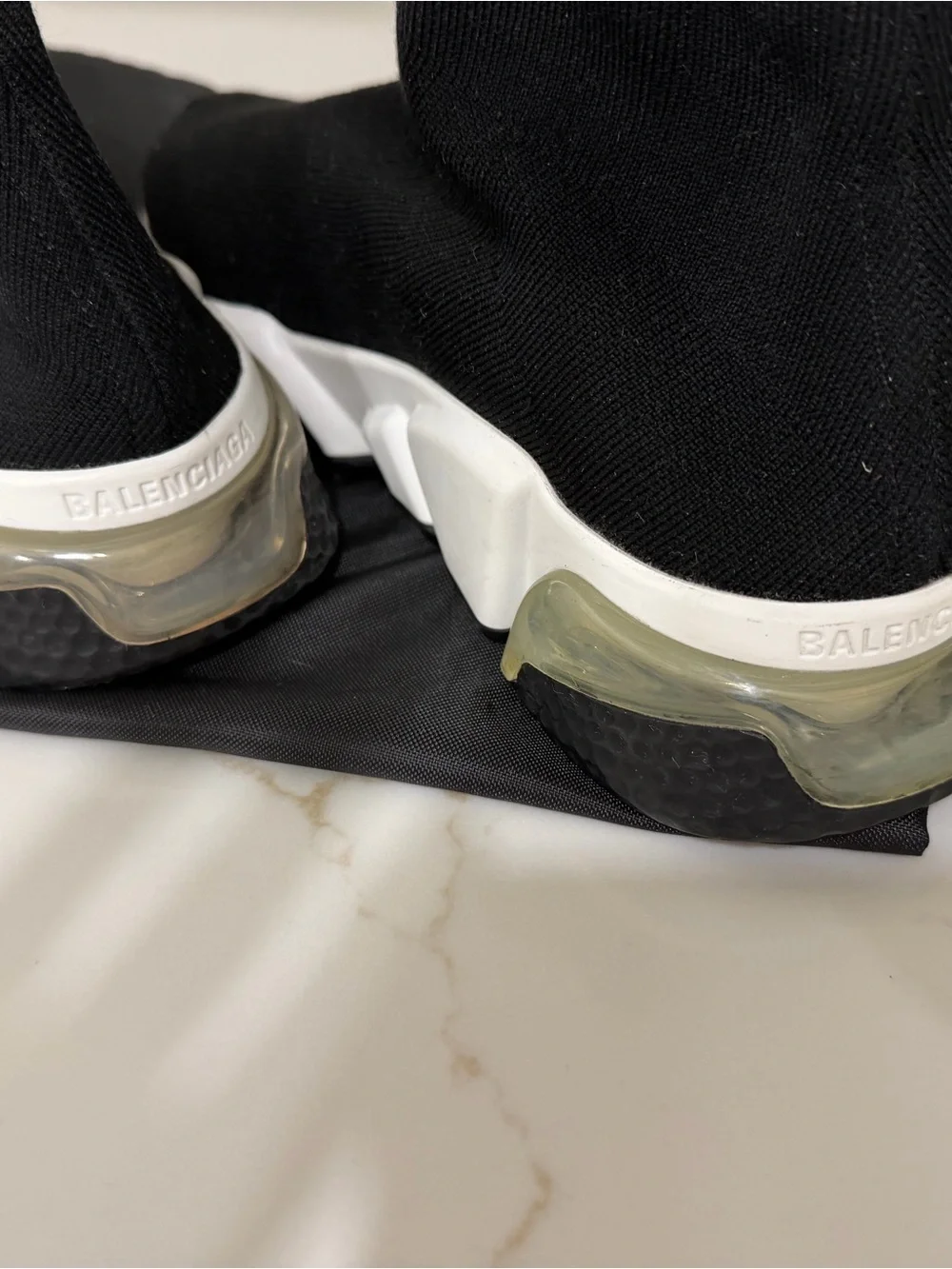 Balenciaga Black and White Stretch Knit Sock Sneakers